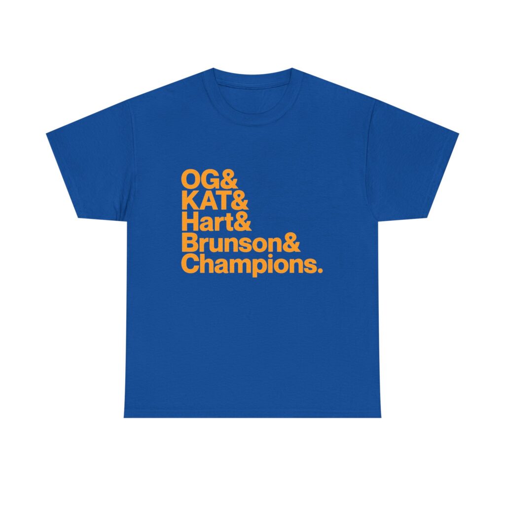New York Knicks 2026 World Champions - Jalen Brunson Josh Hart OG Anunoby KAT Karl-Anthony Towns Blue T-shirt
