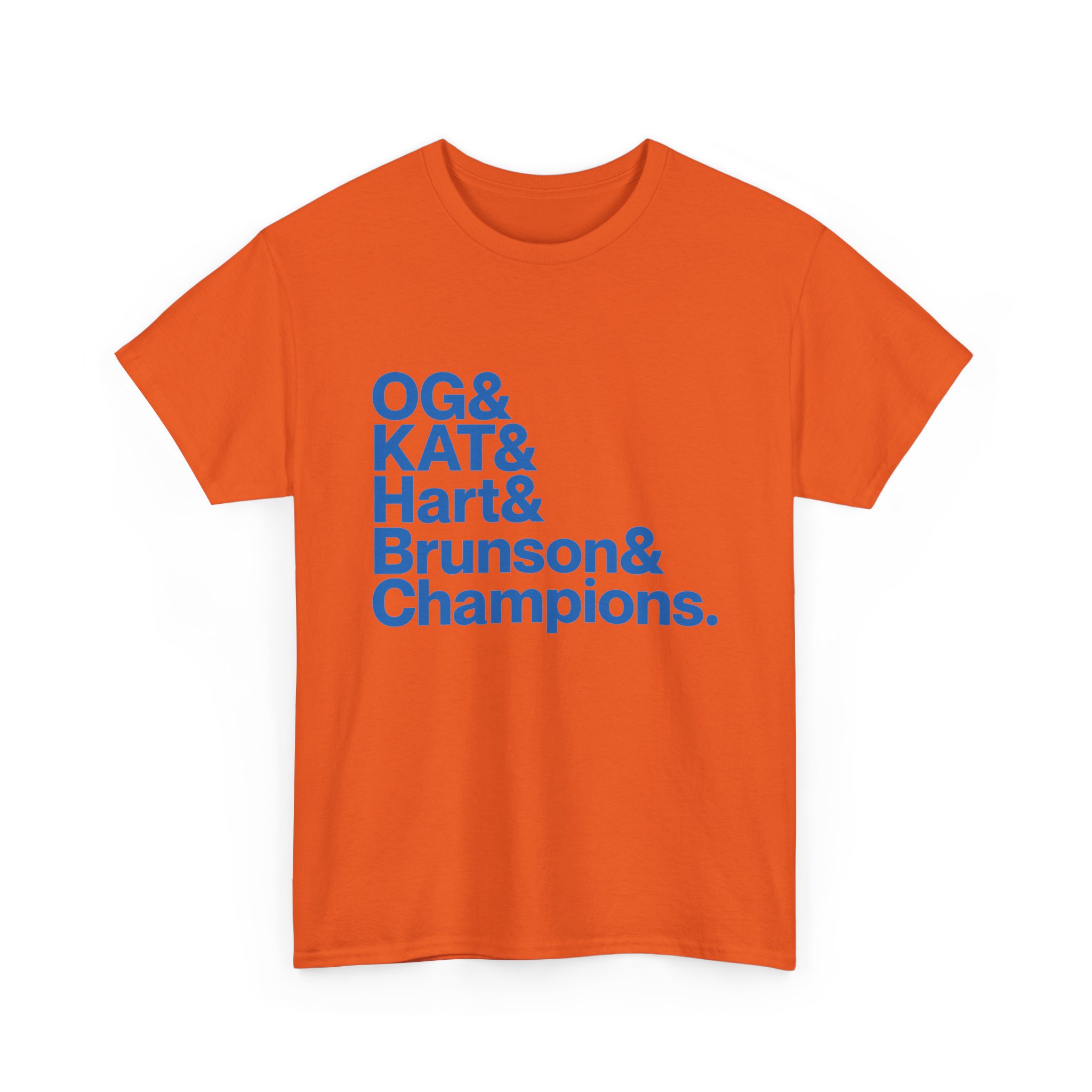 New York Knicks 2026 World Champions - Jalen Brunson Josh Hart OG Anunoby KAT Karl-Anthony Towns Orange T-shirt - Image 2