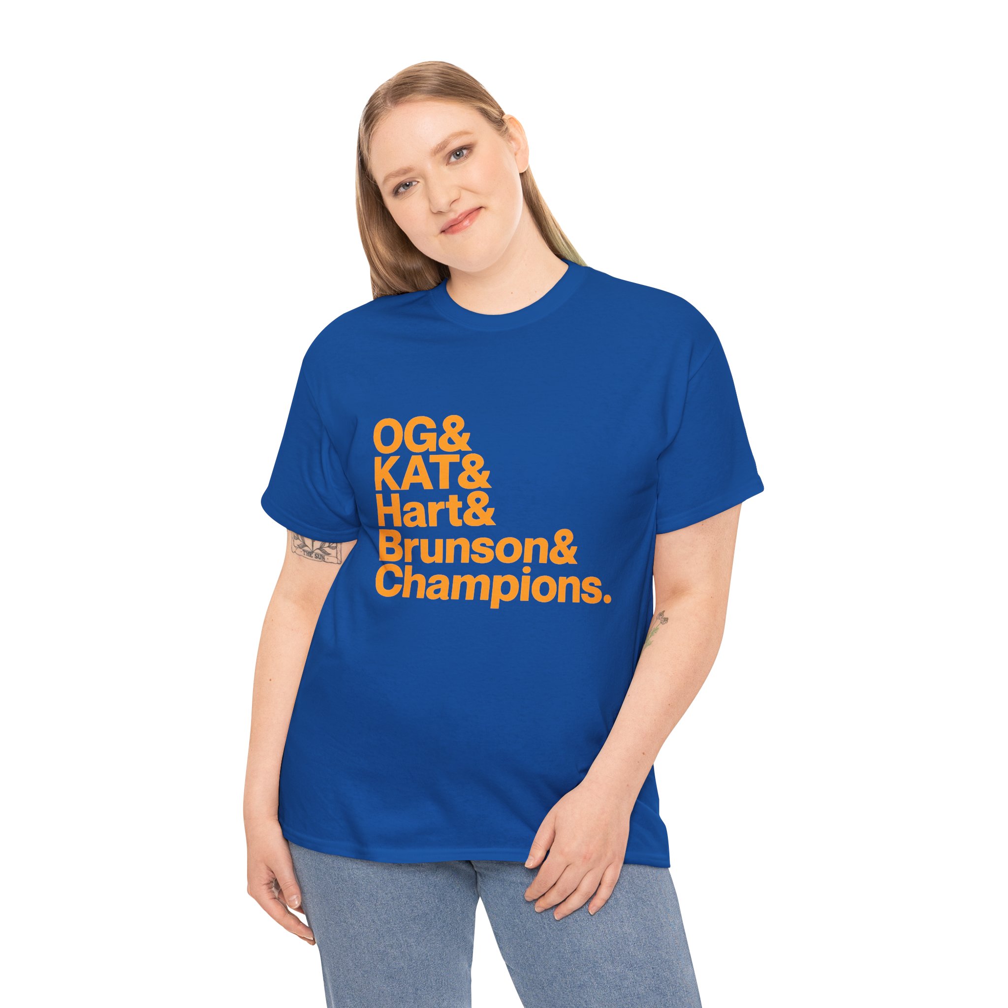 New York Knicks 2026 World Champions - Jalen Brunson Josh Hart OG Anunoby KAT Karl-Anthony Towns Blue T-shirt - Image 5