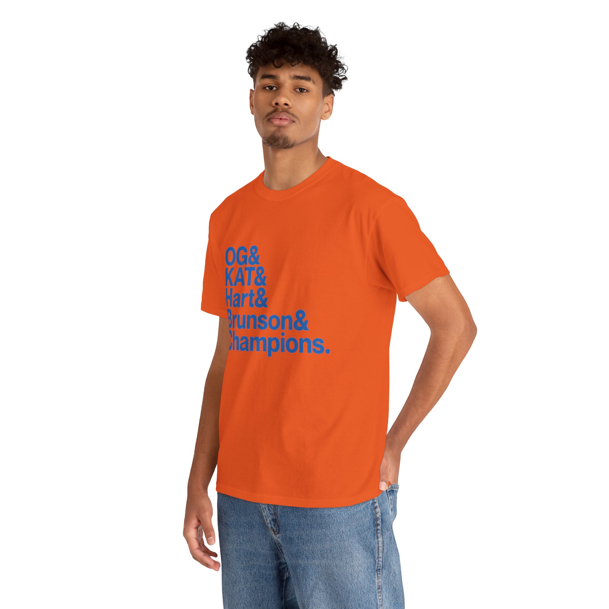 New York Knicks 2026 World Champions - Jalen Brunson Josh Hart OG Anunoby KAT Karl-Anthony Towns Orange T-shirt - Image 6
