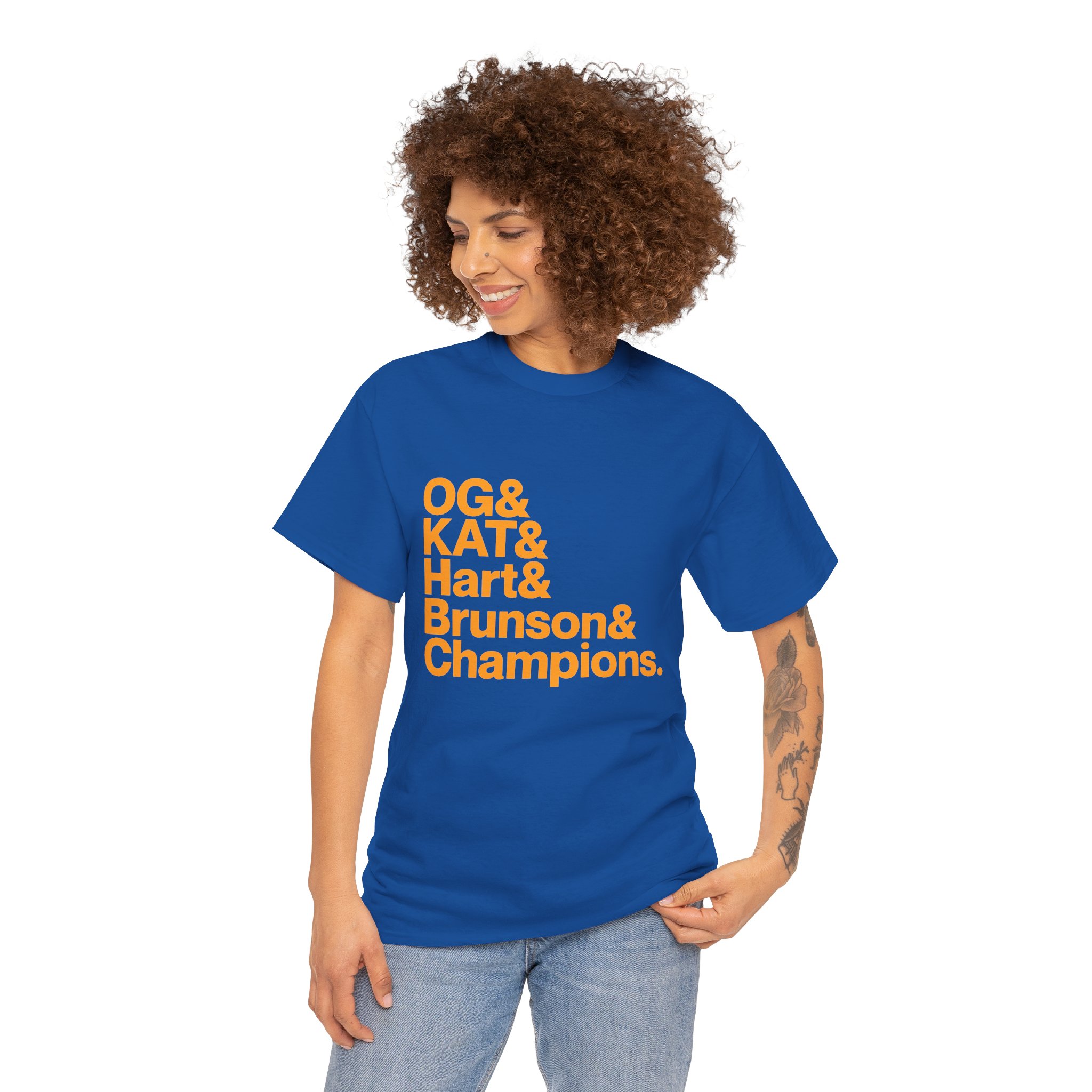 New York Knicks 2026 World Champions - Jalen Brunson Josh Hart OG Anunoby KAT Karl-Anthony Towns Blue T-shirt - Image 7