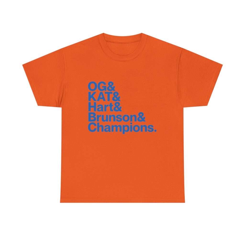 New York Knicks 2026 World Champions - Jalen Brunson Josh Hart OG Anunoby KAT Karl-Anthony Towns Orange T-shirt