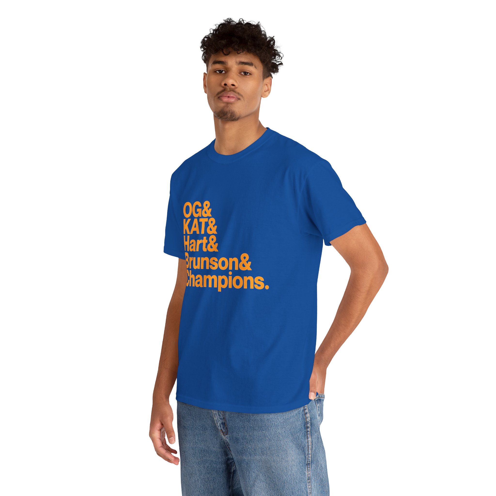 New York Knicks 2026 World Champions - Jalen Brunson Josh Hart OG Anunoby KAT Karl-Anthony Towns Blue T-shirt - Image 6